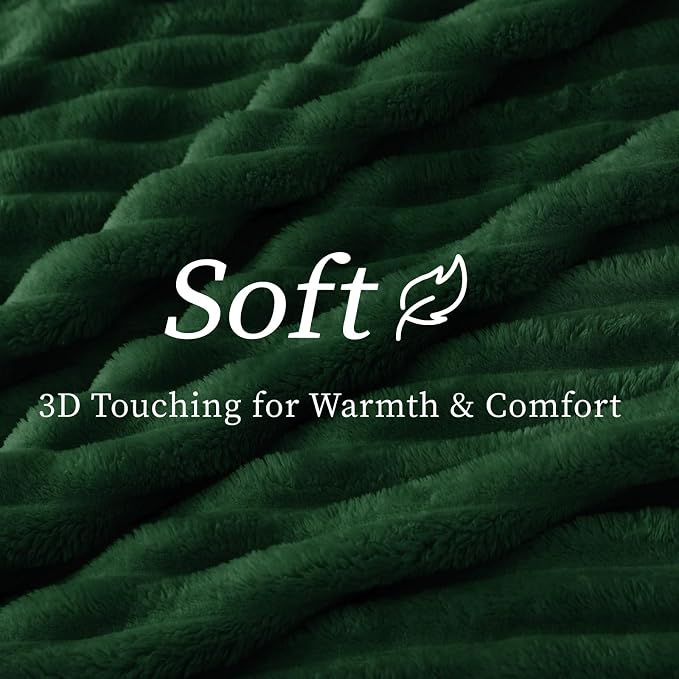 BEDELITE Ribbed Twin Blanket for Couch & Bed, Forest Green, Warm Yet Lightweight - Image 4