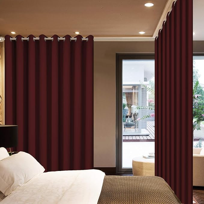 Yakamok Burgundy Red Room Darkening Curtains 84 inch Sliding Door Drapes | 1 - Image 2