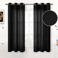 YoungsTex Short Black Linen Semi Sheer Curtains 45 Inch Length 2 Panels | Light by YoungsTex