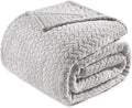 Exclusivo Mezcla Light Grey Fleece Queen Size Blanket for Bed, 90x90 Inches Soft Cozy 3D Decorative Jacquard Flannel Blankets, Lightweight Fuzzy Plush Warm Blankets for All Seasons