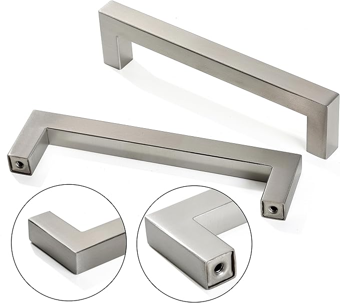 Cabinet Pulls Brushed Nickel Cabinet Handles Square Drawer Pulls, 50 Pack 7-1/2 Inch Stainless Steel Kitchen Door Cupboard Cabinet Handles, Cabinet Hardware Drawer Handles, 192mm Hole Centers