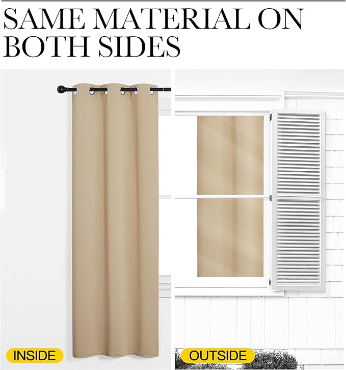 NICETOWN Bedroom Room Darkening Curtains - Triple Weave Microfiber Grommet Top Thermal Insulated Solid Panels/Drapes for Kid's Room (Biscotti Beige, 1 Pair, 55 inches by 90 Inch)