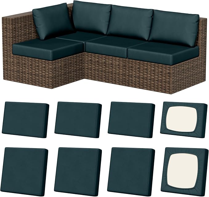 8Pcs Outdoor Cushion Covers, Stretch Patio Furniture Couch Chair Slipcovers | by VORSHAPE