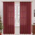 72 inch Red Linen Textured Curtains by LAMIT