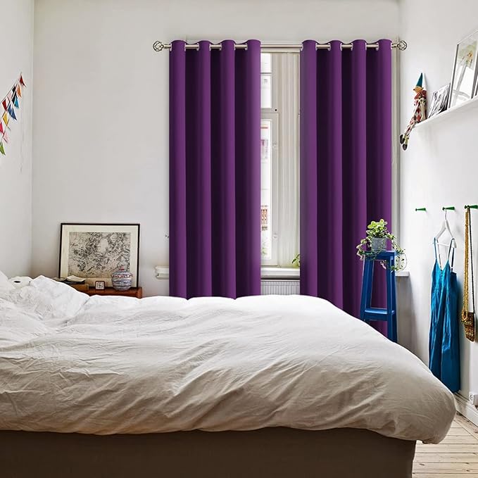 BGment Blackout Curtains - Grommet Thermal Insulated Room Darkening Bedroom and Living Room Curtain, Set of 2 Panels (52 x 84 Inch, Royal Purple)