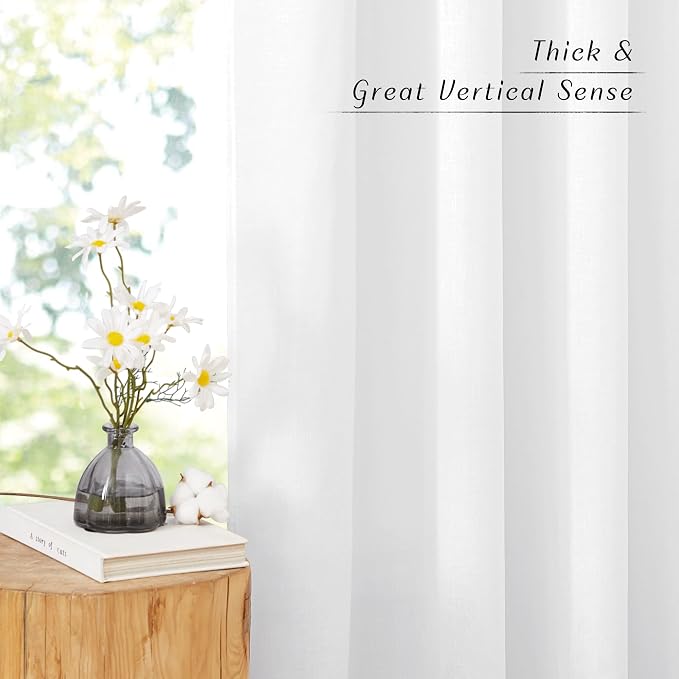 NICETOWN White Linen Curtains 108 inches Long - Image 3