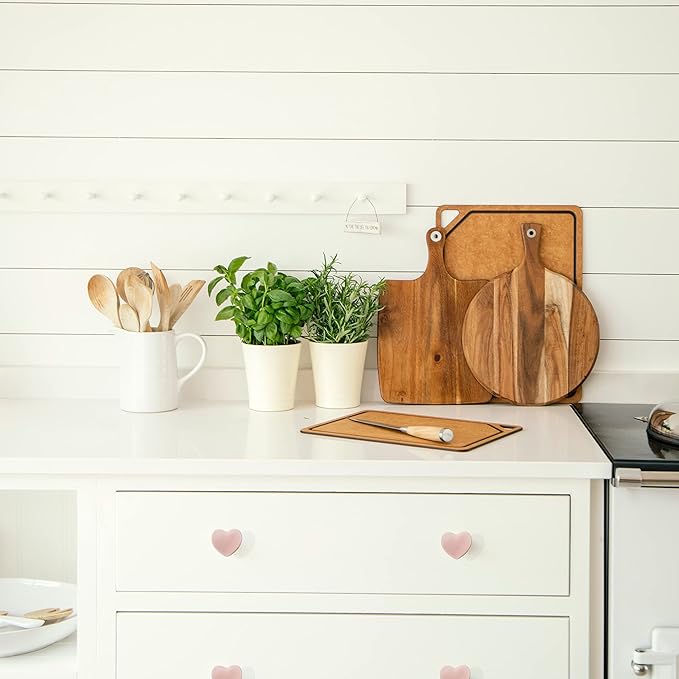 Ceramic Drawer Knobs Heart Shape Cabinet Dresser Pulls Handles with 3 Sized Screws, Kitchen Furniture Knobs for Closet Cupboard Wardrobe (20 Pack, Pink)