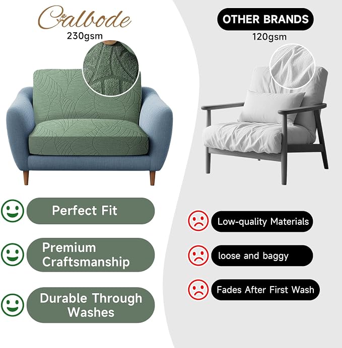 CALBODE 12Pcs Stretch Couch Cushion Covers, Water Resistant Outdoor Sofa - Image 5