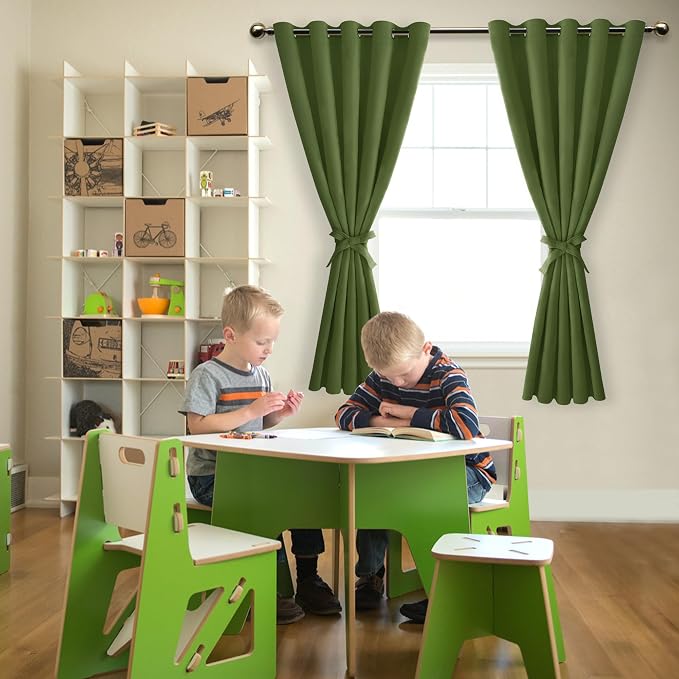 Blackout Curtains for Bedroom, 60 x 63 Inches Length, Olive Green | Thermal - Image 6