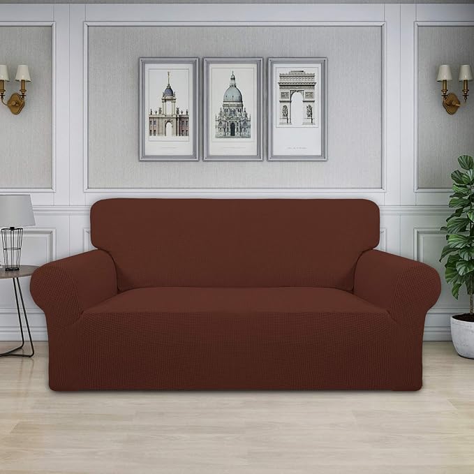 Easy-Going Stretch Oversized Loveseat Couch Covers Washable Coffee | 1-Piece - Image 2