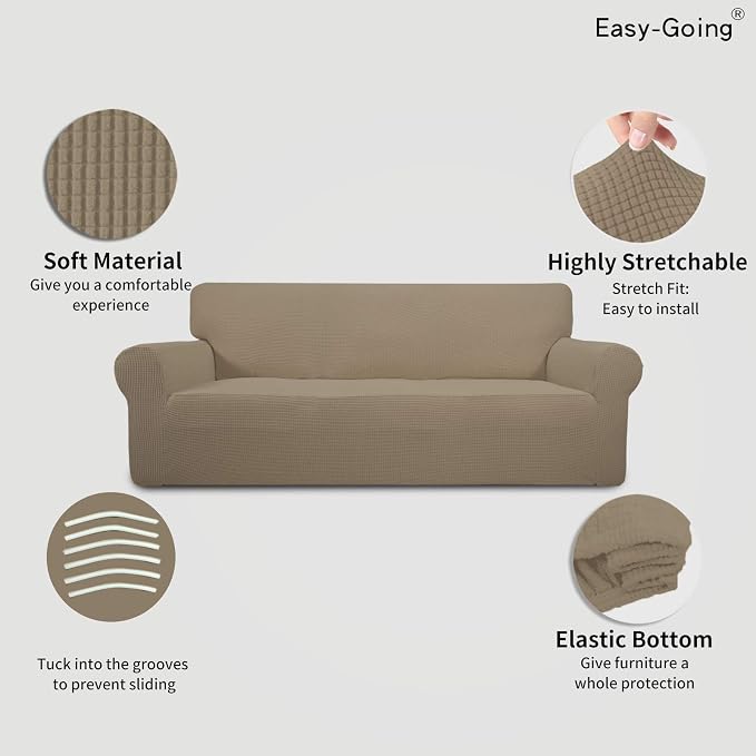 Easy-Going Stretch Oversized Sofa Couch Slipcover Washable Natural | 1-Piece - Image 3