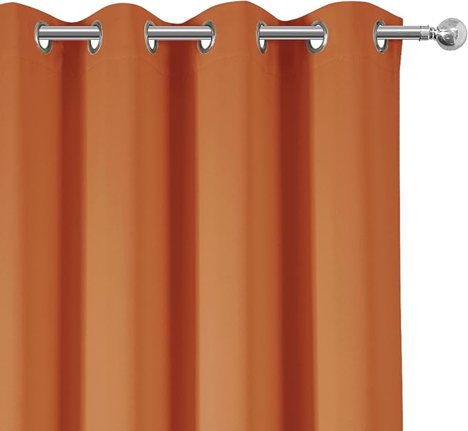 Blackout Curtains 66 x 84 inch/Orange Curtains Set of 2 Panels/Thermal - Image 7