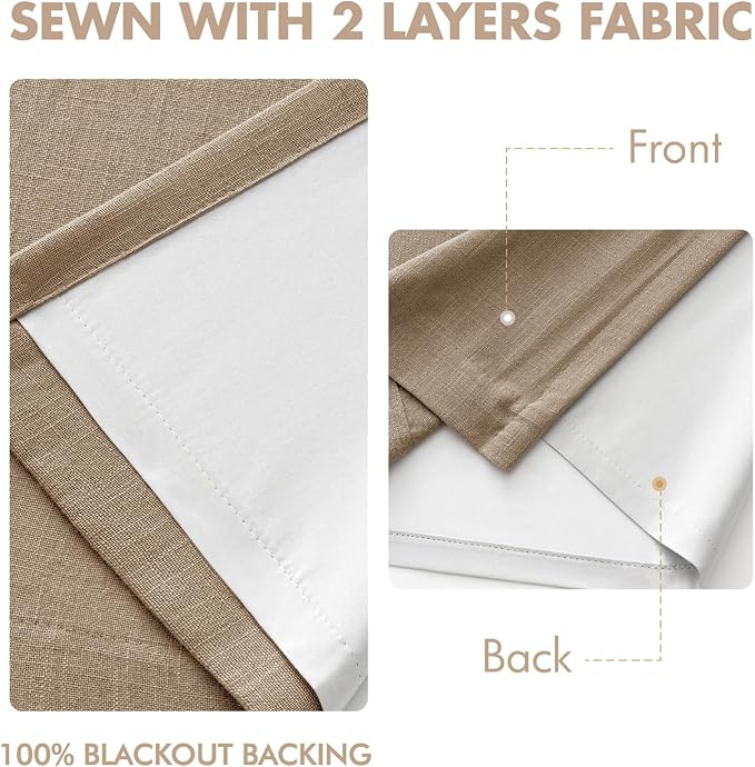 MIULEE Cafe Brown Pinch Pleated 100% Blackout Linen Curtains 40x96 Inches | - Image 5