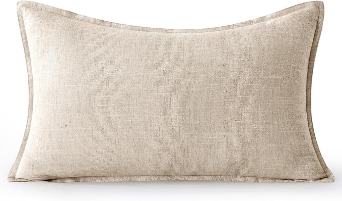 MIULEE Decorative Linen Lumbar Pillow Cover 12x20 Inch Natural Beige | Boho - Image 7