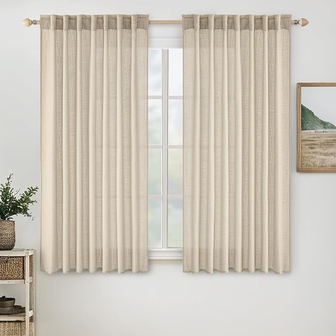 MIULEE Short Linen Curtains 52x45 Inch Length 2 Panels by MIULEE