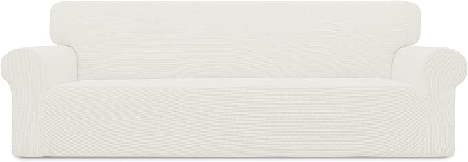 Easy-Going Stretch 4 Seater Oversized Sofa Couch Cover Cream | 1-Piece Extra by Easy-Going