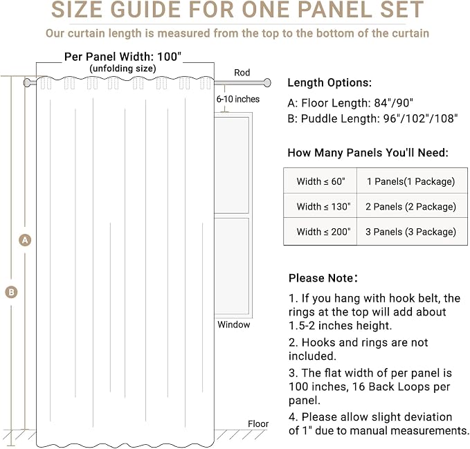 Faux Linen Total Blackout Sliding Door Curtains 90 Inches Long, Sage Green | - Image 7