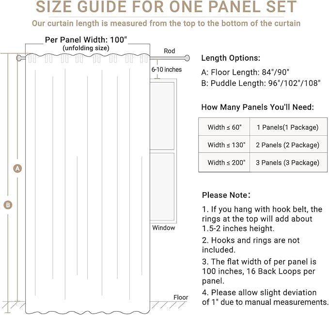 Faux Linen Total Blackout Sliding Door Curtains 108 Inches Long, Sage Green | - Image 7
