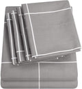 Twin Size Bed Sheets - 4 Piece 1500 Supreme Collection Fine Brushed Microfiber Deep Pocket Twin Sheet Set Bedding - 1 EXTRA PILLOW CASES, GREAT VALUE, Twin, Window Pane Gray