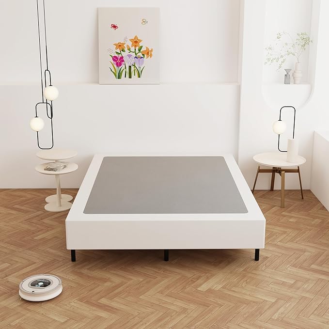 9 Inch Full Size Box Spring, Heavy Duty Metal Box Spring Bed Base with Fabric Cover, Mattress Foundation, Easy Assembly, Noise Free, Black
