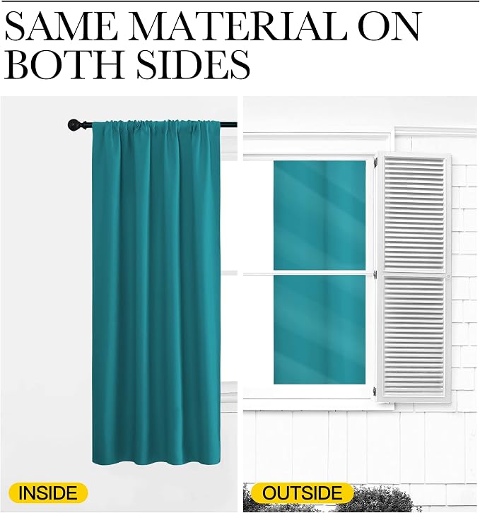 NICETOWN Living Room Curtains, Peacock Blue, 1 Pair, 70 x 84-inch, Home - Image 5