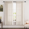 Beige Semi Sheer Linen Curtains 72 inch Length by Nanspring