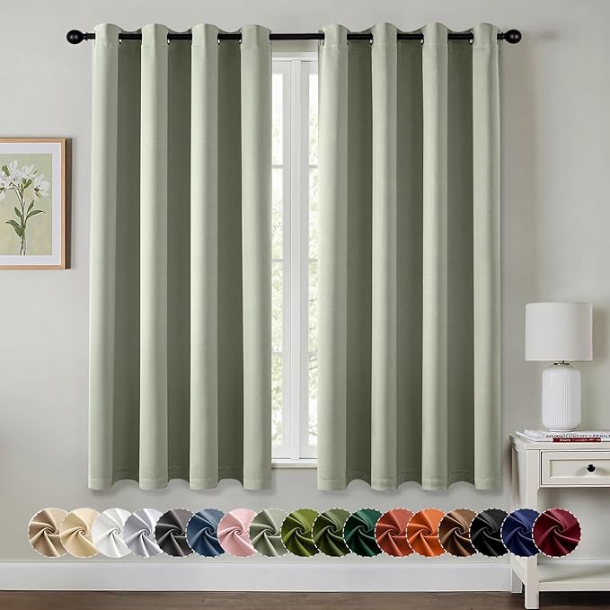 MIULEE Blackout Curtains for Bedroom 2 Panels 55 x 68 Inch Long Sage Green | by MIULEE