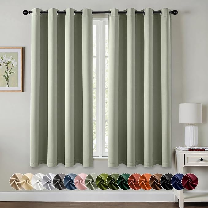 MIULEE Blackout Curtains for Bedroom 2 Panels 50 x 63 Inch Long Sage Green | by MIULEE