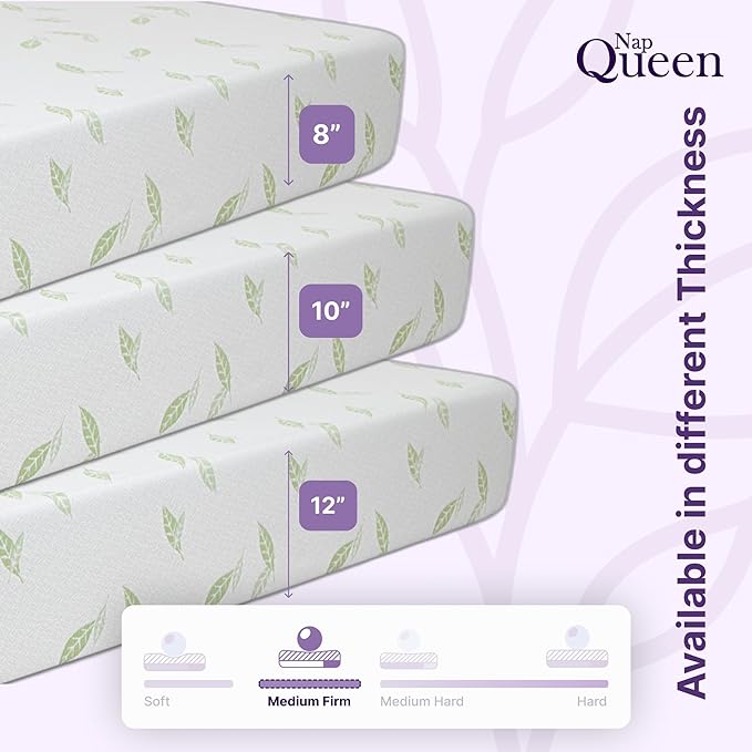 NapQueen King Size, 6 Inch Anula Green Tea Infused Memory Foam Mattress, Bed in a Box, CertiPUR-US Certified Mattress
