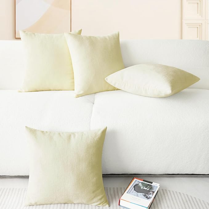 CaliTime Decorative Couch Throw Pillow Covers 18 X 18 Inches Beige | Pack of 4 - Image 6