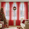 MIULEE Red Christmas Sheer Curtains 84 Inches Long 4 Panels 42 x 84 Inches | by MIULEE