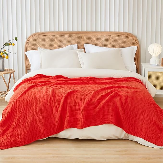 EMME Muslin Blankets for Adults Throw Blanket for Couch Breathable Gauze Soft - Image 6
