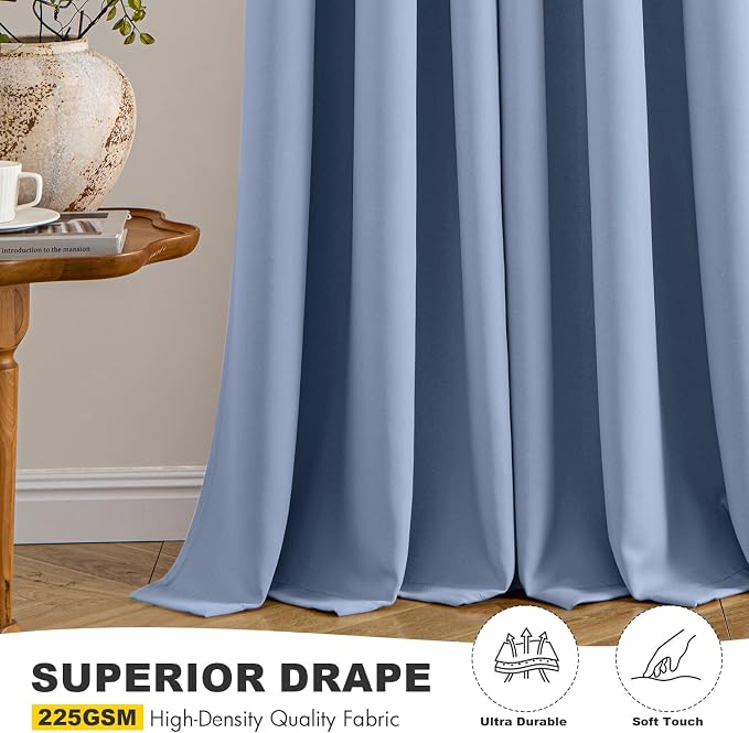 MIULEE Blackout Curtains for Bedroom 2 Panels 40 x 45 Inch Long Denim Blue | - Image 5