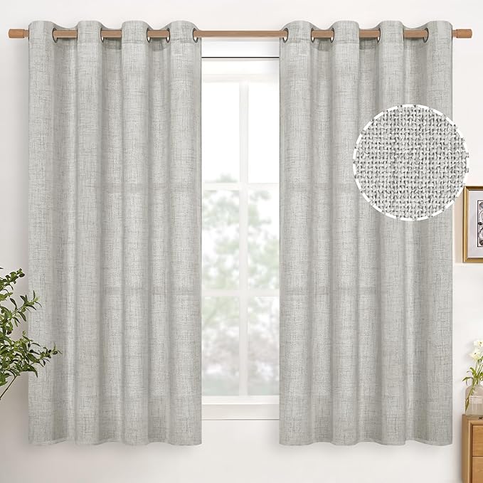 YoungsTex Linen Curtains 54 Inch Length Light Grey Textured Curtains by YoungsTex