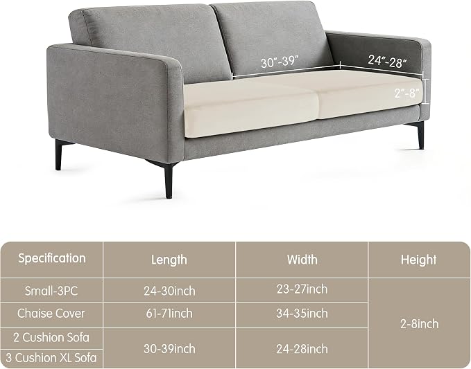 Hokway Velvet Couch Cushion Covers Water Resistant Seat Covers Stretch Sofa - Image 2