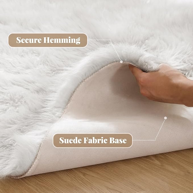 ORINOVA White Fluffy Faux Fur Rugs - Image 2