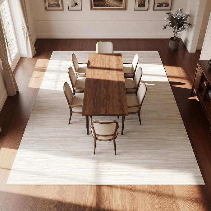 8x10 Washable Area Rugs for Living Room, Dining Room- Light Brown | Ultra Soft - Image 7