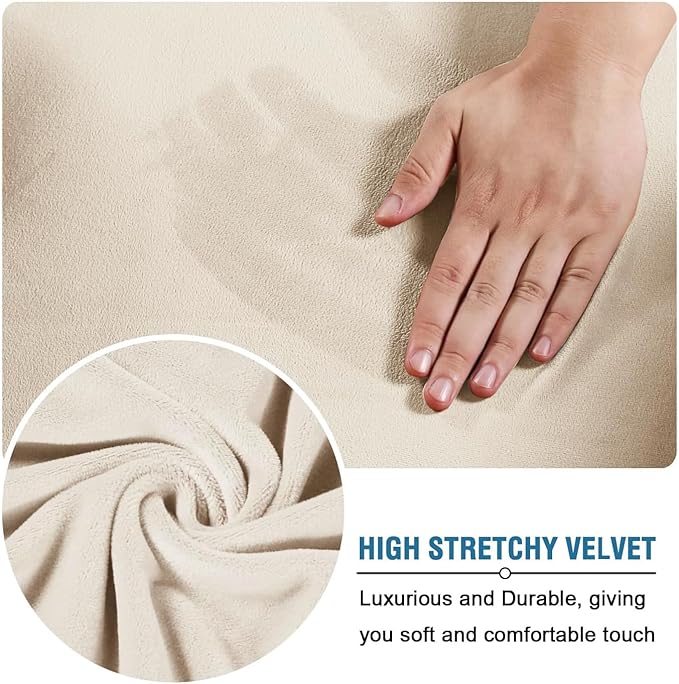 H.VERSAILTEX Modern Velvet Plush 4 Piece High Stretch Sofa Slipcover Furniture - Image 5