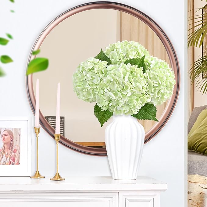 6 Pcs Real Touch Hydrangea Artificial Flowers, 21" Light Green Full Faux Hydrangea Flowers Latex Fake Flowers for Home Decor Party Floral Arrangements Wedding Bouquets Centerpieces Outdoor Decor