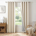 100% Blackout Linen Textured Curtains 108 Inch Long, Butter Cream | 100% by 100BlackoutShield