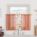 Small Window Linen Curtains 36 inches Long, Light Filtering Linen Textured by LAMIT