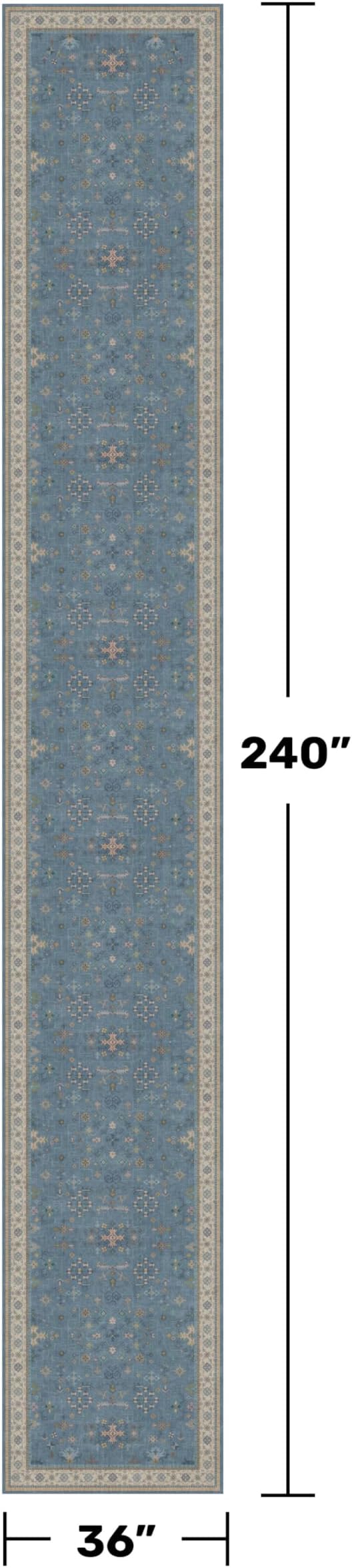 Blue Boho 3x20 Extra Long Hallway Runner Rug - Image 2