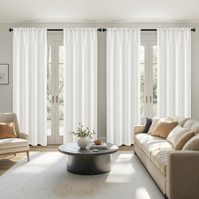 MIULEE 84 Inch Length Natural Blackout Bedroom Curtains Set of 4 | Thermal by MIULEE