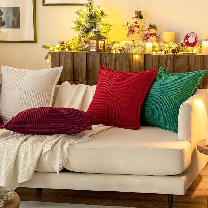 MIULEE Decorative Euro Sham Throw Pillow Covers 24x24 Inch Red 2 Pack | Boho - Image 2