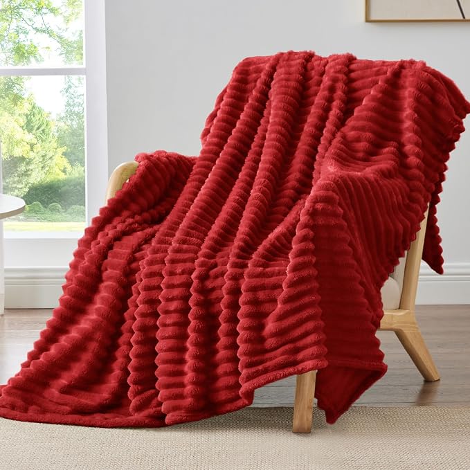 BEDELITE Striped Fleece Throw Blanket, Soft Cozy, Lightweight Warm, by BEDELITE