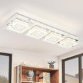 Flush Mount Ceiling Light Crystal Ceiling Light Fixture 24IN Long Rectangle Lighting Fixtures Ceiling Dimmable LED Ceiling Lights for Kitchen, Bathroom, Hallway, Living Room