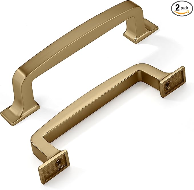 Khtumeware 2 Pack 3-3/4 Inch Cabinet Handles - Champagne Bronze Cabinet Pulls & Warm Brass Drawer Pulls