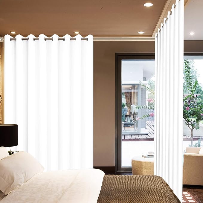Yakamok Pure White Room Darkening Curtains 84 inch Sliding Door Drapes | 1 - Image 2