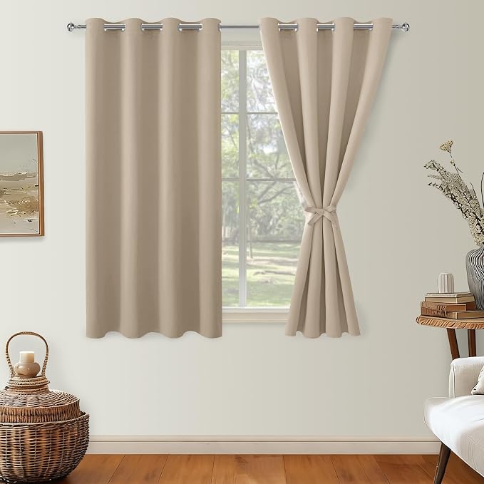 Blackout Curtains for Bedroom, 52 x 54 Inches Long, Taupe 2 Panels | Thermal - Image 8