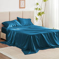 Love's cabin Twin Satin Sheets Sets - 3 Piece Teal Silky Bed Sheets with Deep Pockets, Luxury Silk Feel Satin Twin Size Sheet Set Bedding Set (1 Flat Sheet,1 Fitted Sheet,1 Pillow case)